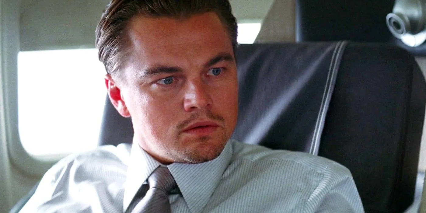 Leo DiCaprio shocked in an Inception scene