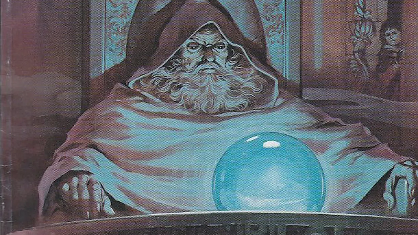 A wizard looking into his orb