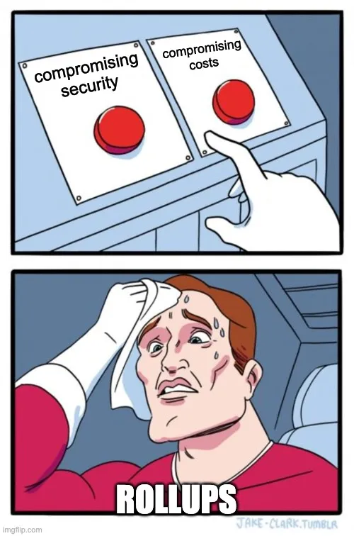 The two buttons meme with the decision 'compromising costs' vs 'compromising security'