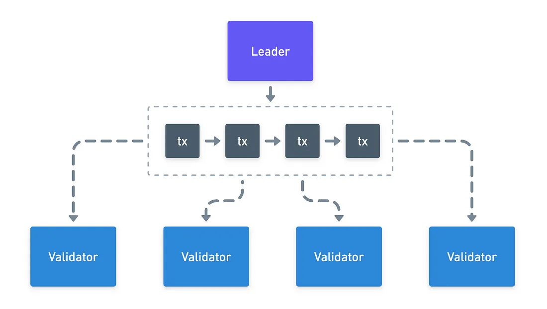 Validators observing the ordered chain of transactions & hashes
