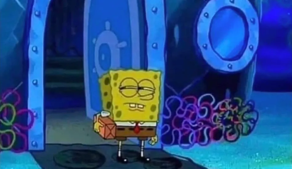 Spongebob with a suspicious look