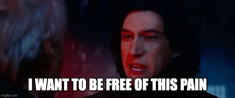 Kylo Ren stabbing Han Solo scene