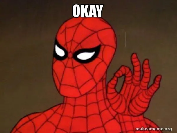 Spiderman haciendo un signo de OK