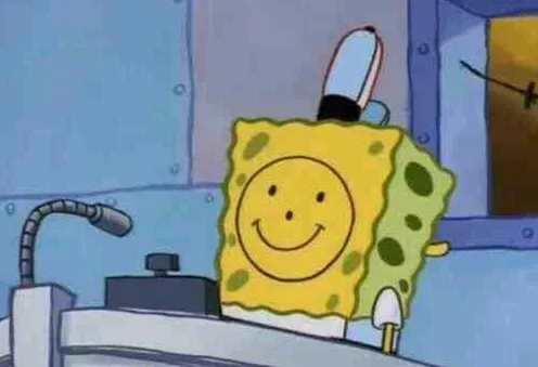 Spongebob facing backwards with a happy face drawn in his back