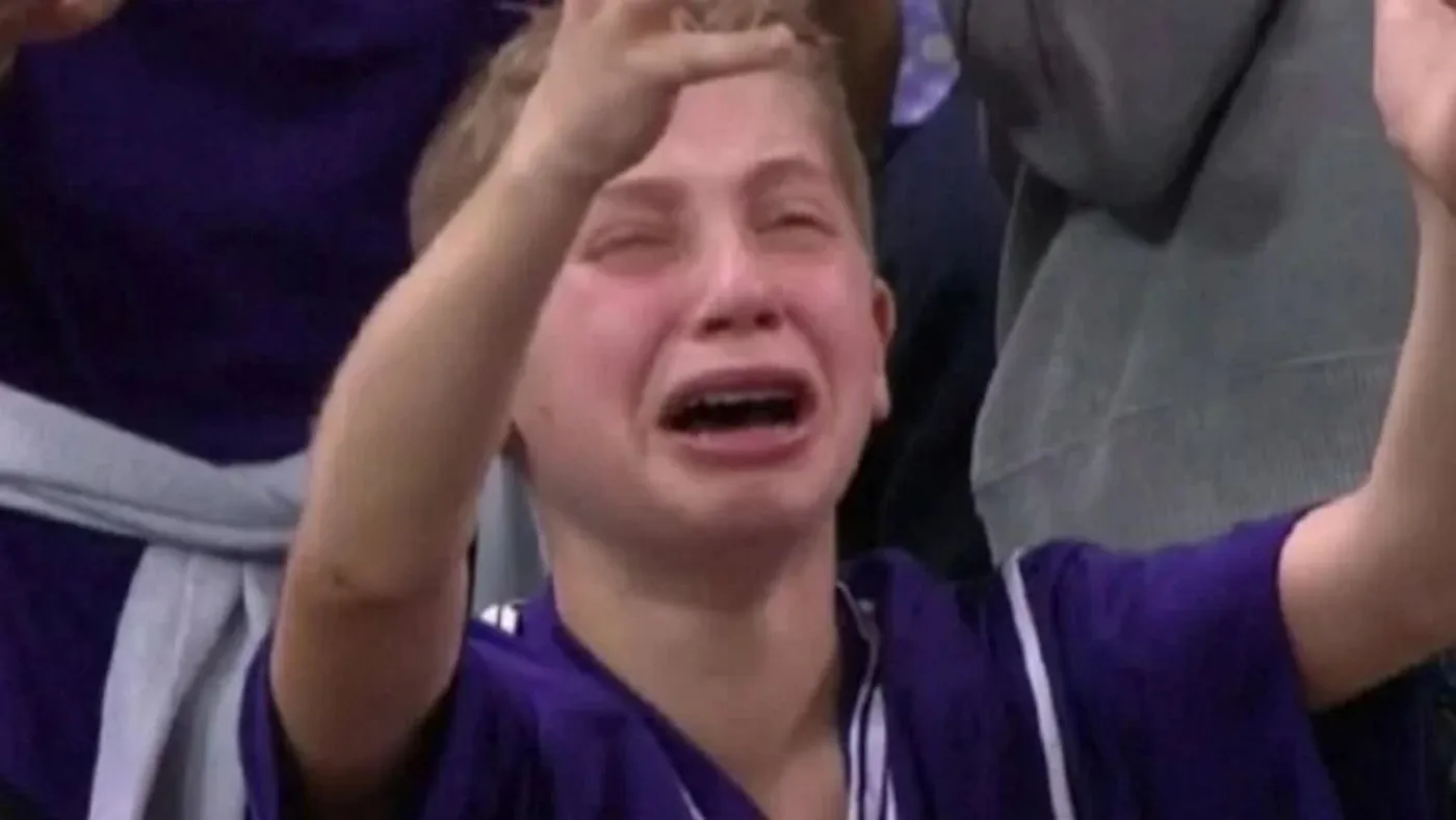A boy, crying
