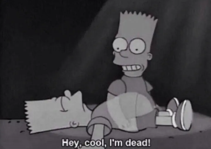 An image of Bart Simpson with his spirit out of his body