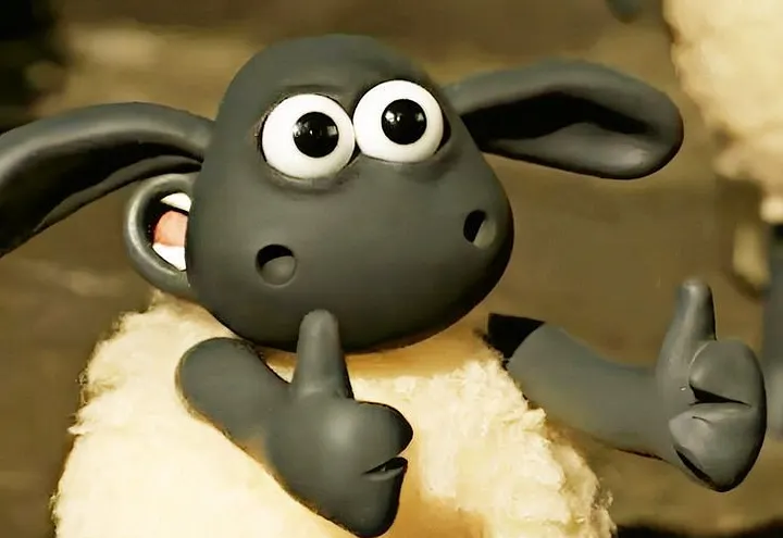 Shawn the Sheep giving the thumbs up
