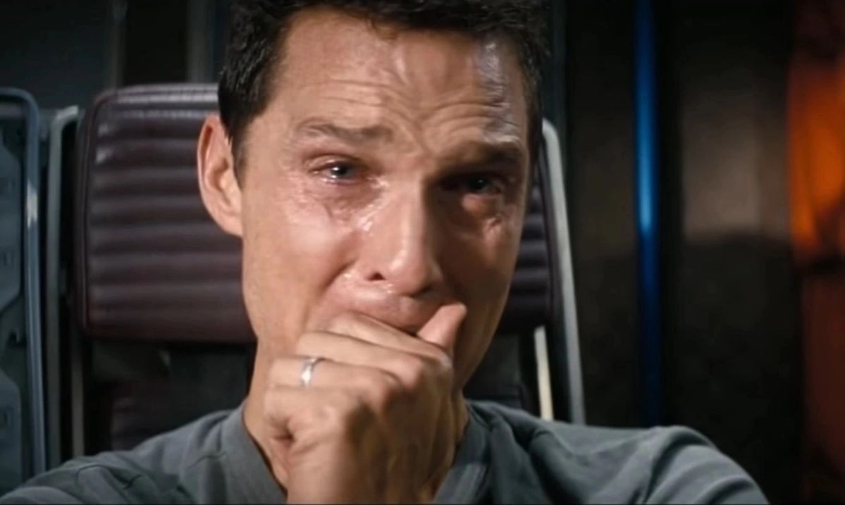 Crying Matthew McConaughey scene from Interstellar