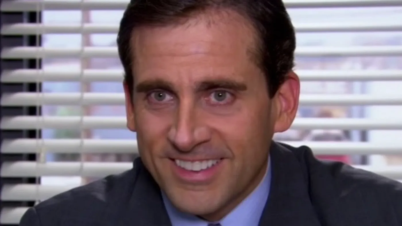 Michael Scott with a confused look