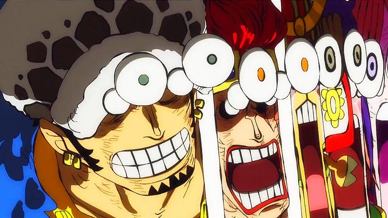One Piece characters with popping eyes